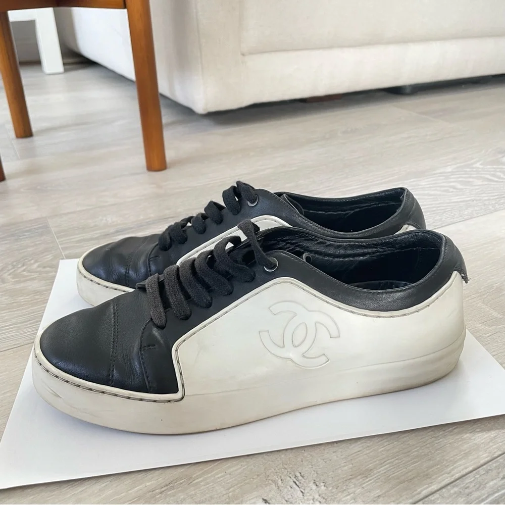 Chanel Black & White Sneakers - Picture 4 of 13